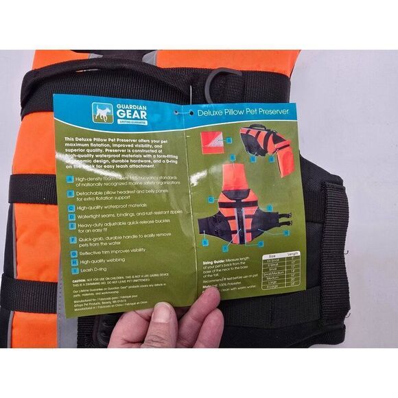 Guardian Gear Dog Life Jacket Small Size Orange Black Reflective Straps Durable - Picture 8 of 8
